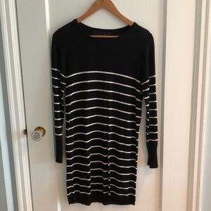 Black and White Striped Sweater Dress